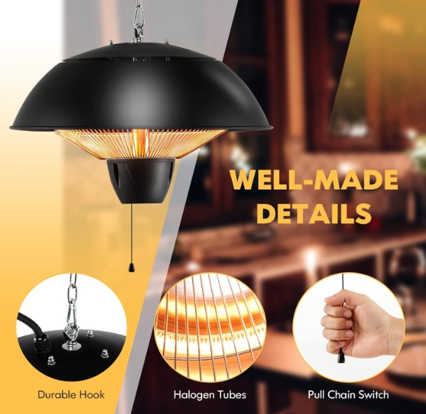 Waterproof heater for pergola